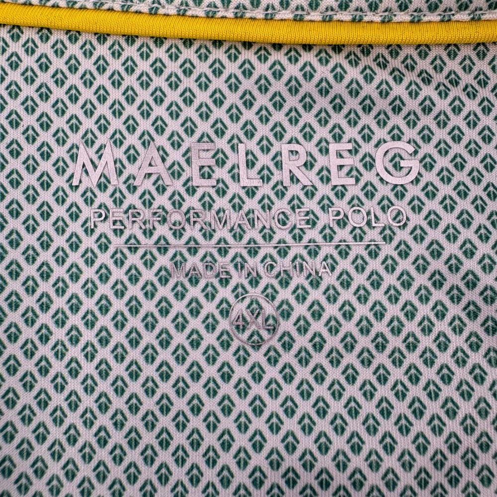 Maelreg Men's 4XL Performance Golf Polo Shirt Green Geometric Stretch Dry Fit - Picture 4 of 7